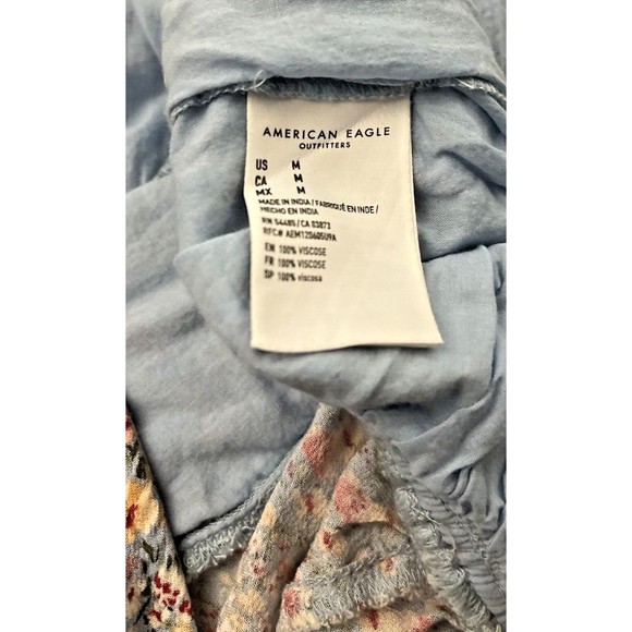 American Eagle Romper Women Blue Floral Short Sleeved‎ Lined  Size Medium - Picture 6 of 6
